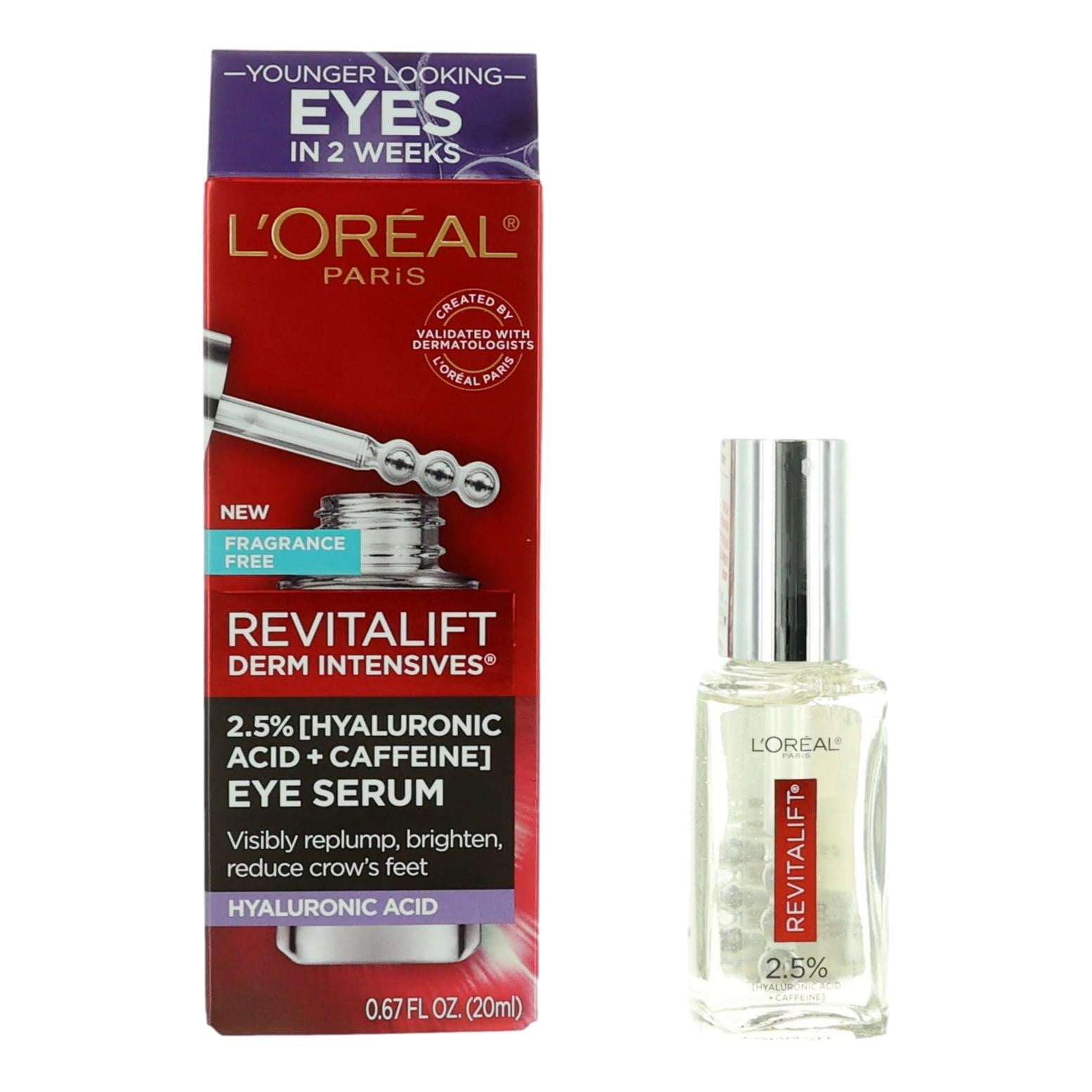 Photo of L'Oreal Revitalift Derm Intensives, .67oz Hyaluronic Acid + Caffeine Eye Serum